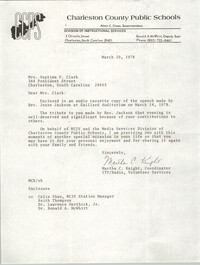 Letter from Martha C. Knight to Septima P. Clark, March 20, 1978