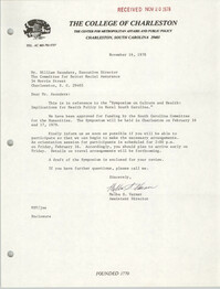Letter from Melba S. Varner to William Saunders, November 16, 1978