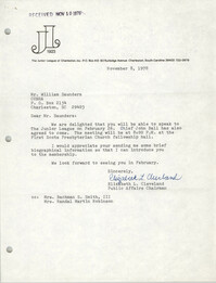 Letter from Elizabeth Cleveland to William Saunders, November 8, 1978