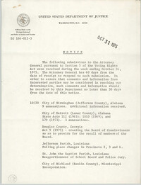 United States Department of Justice Notice, October 31, 1975