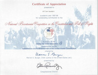 National Bicentennial Competition on the Constitution and Bill of Rights Certificate of Appreciation, William Saunders