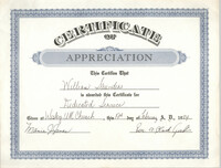 Certificate of Appreciation for William Saunders