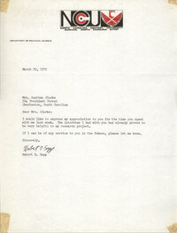 Letter from Hubert E. Sapp to Septima P. Clark, March 30, 1972