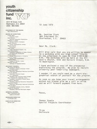 Letter from Thomas Steele to Septima P. Clark, June 12, 1972