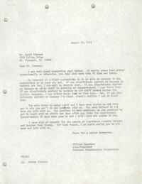 Letter from William Saunders to David Simmons, August 23, 1978