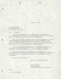 Letter from William Saunders to David Simmons, August 15, 1978