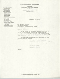 Letter from William Saunders to Bernard Bodison, February 21, 1979