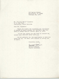 Letter from Bernard Bodison to William Saunders, February 28, 1979