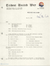 Trident United Way Memorandum, May 22, 1980