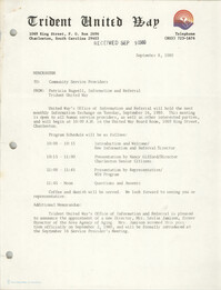 Trident United Way Memorandum, September 8, 1980