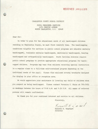 Letter from Kenneth R. Gearhart to Pupil Personnel Services, January 30, 1979