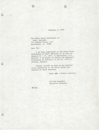 Letter from William Saunders to The White House Conference on Small Business, February 8, 1979