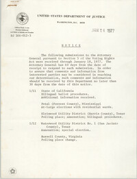 United States Department of Justice Notice, January 24, 1977