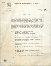 United States Department of Justice Notice, December 30, 1976
