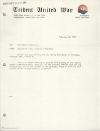 Trident United Way Memorandum, February 21, 1980