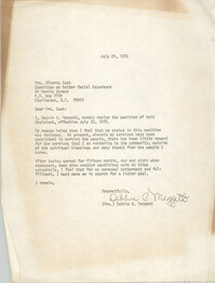 Letter from Debbie G. Meggett to Alberta Cook, July 29, 1976