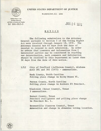 United States Department of Justice Notice, January 24, 1976