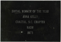 Plaque, Social Worker of the Year, Anna D. Kelly