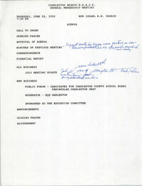 Agenda, Charleston Branch of the NAACP, General Membership Meeting, June 28, 1990