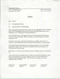 Memorandum, Partnership Project, September 22, 1999