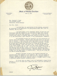 Letter from James E. Clyburn to Septima P. Clark, June 9, 1972