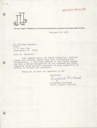 Letter from Elizabeth Cleveland to William Saunders, February 27, 1979