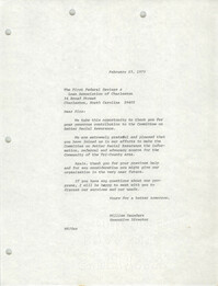 Letter from William Saunders to First Federal Savings and Loan Association of Charleston, February 23, 1979