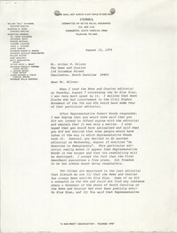 Letter from William Saunders to Arthur M. Wilcox, August 15, 1979