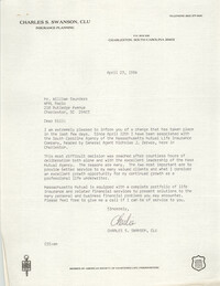 Letter from Charles S. Swanson, April 23, 1984
