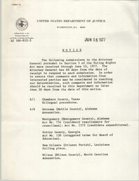 United States Department of Justice Notice, June 16, 1977