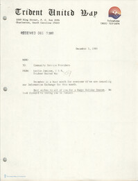 Trident United Way Memorandum, December 3, 1980