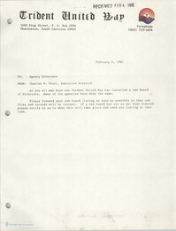 Trident United Way Memorandum, February 4, 1981