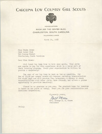 Letter from George E. H. Moore to Rhoda Brown, March 20, 1958