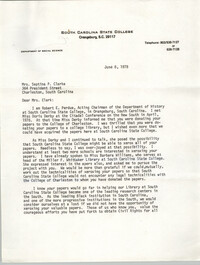 Letter from Robert E. Perdue to Septima P. Clark, June 8, 1978