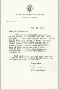 Letter from E. H. Beardsley to William Saunders, February 15, 1979