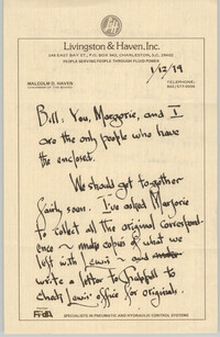 Letter from Malcolm D. Haven to William Saunders, January 12, 1979