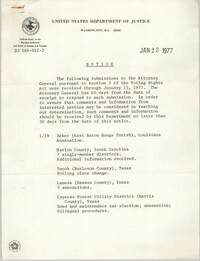 United States Department of Justice Notice, January 28, 1977