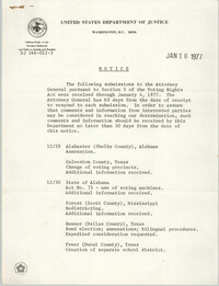 United States Department of Justice Notice, January 10, 1977