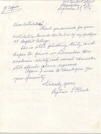 Letter from Septima P. Clark, September 28, 1976