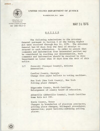 United States Department of Justice Notice, May 24, 1976