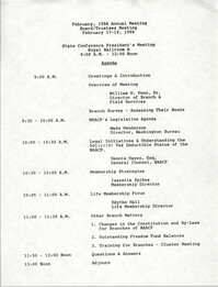NAACP State Conference President's Meeting Agenda, February 17-19, 1994