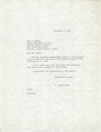 Letter from J. Arthur Brown to John P. Stokes, December 1, 1978