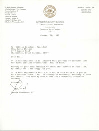 Letter from Lonnie Hamilton, III to William Saunders, January 26, 1993