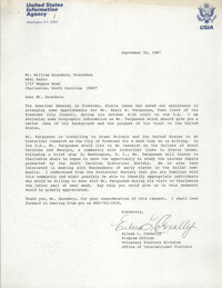 Letter from Eileen L. Connolly to William Saunders, September 30, 1987