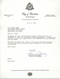 Letter from Frances McCarthy to Dwight James, July 17, 1991