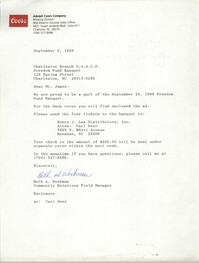 Letter from Beth A. Workman to D. Cedric James, September 2, 1988