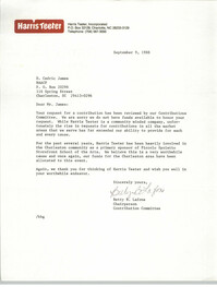Letter from Betty B. Lafone to D. Cedric James, September 9, 1988