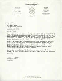 Letter from William A. Glover to Emmett Burns, August 30, 1988