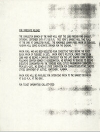 Press Release, 1988 Freedom Fund Banquet, Charleston Branch of the NAACP, 1988