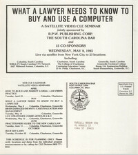 What a Lawyer Needs to Know to Buy and Use a Computer, Satellite Video/CLE Seminar Pamphlet, May 8, 1985, Russell Brown